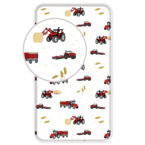 Jerry Fabrics Bavlněné licenční prostěradlo s gumou Traktor "Red" 90 x 200 + 25 cm