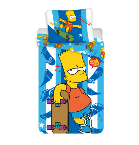 Jerry Fabrics Bavlněné povlečení 140x200 + 70x90 cm - The Simpsons Bart Skater