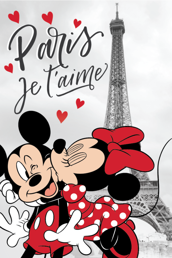 Jerry Fabrics Dětská Fleecová deka 100x150cm - Mickey a Minnie v Paříži "Eiffel Tower"