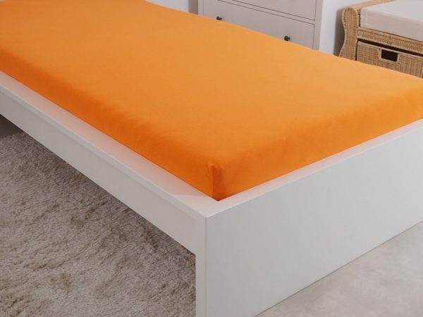 Prostěradlo Jersey česaná bavlna MAKO 180x200 cm – Oranžová