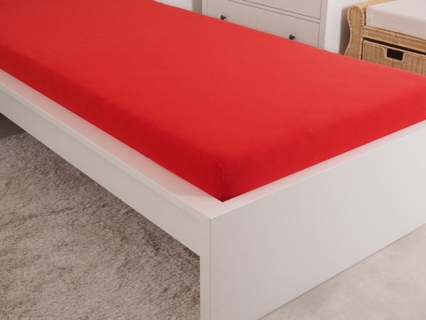 Prostěradlo Jersey česaná bavlna MAKO 90x200 cm – Červená