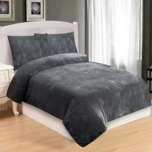 Jahu Povlečení mikroplyš 140x200 + 70x90 cm - Trojice tmavě šedá