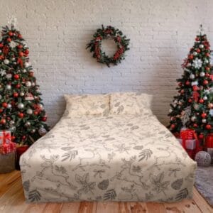 Matex Flanelové povlečení 140x200 + 70x90 cm - Tradiční Vánoce béžové