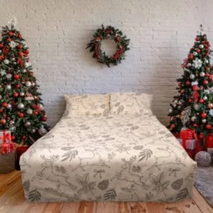 Matex Flanelové povlečení 140x200 + 70x90 cm - Tradiční Vánoce béžové