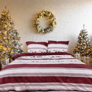 Matex Flanelové povlečení 140x200 + 70x90 cm - Tradiční Vánoce červené