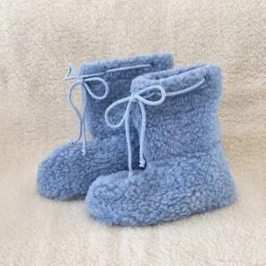 Merino Televizní bačkory z ovčí vlny se šňůrkou - modré Velikost boty: 40-41
