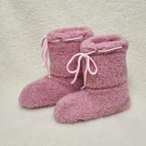 Merino Televizní bačkory z ovčí vlny se šňůrkou - růžové Velikost boty: 38-39