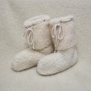 Merino Televizní bačkory z ovčí vlny se šňůrkou - slonová kost Velikost boty: 40-41