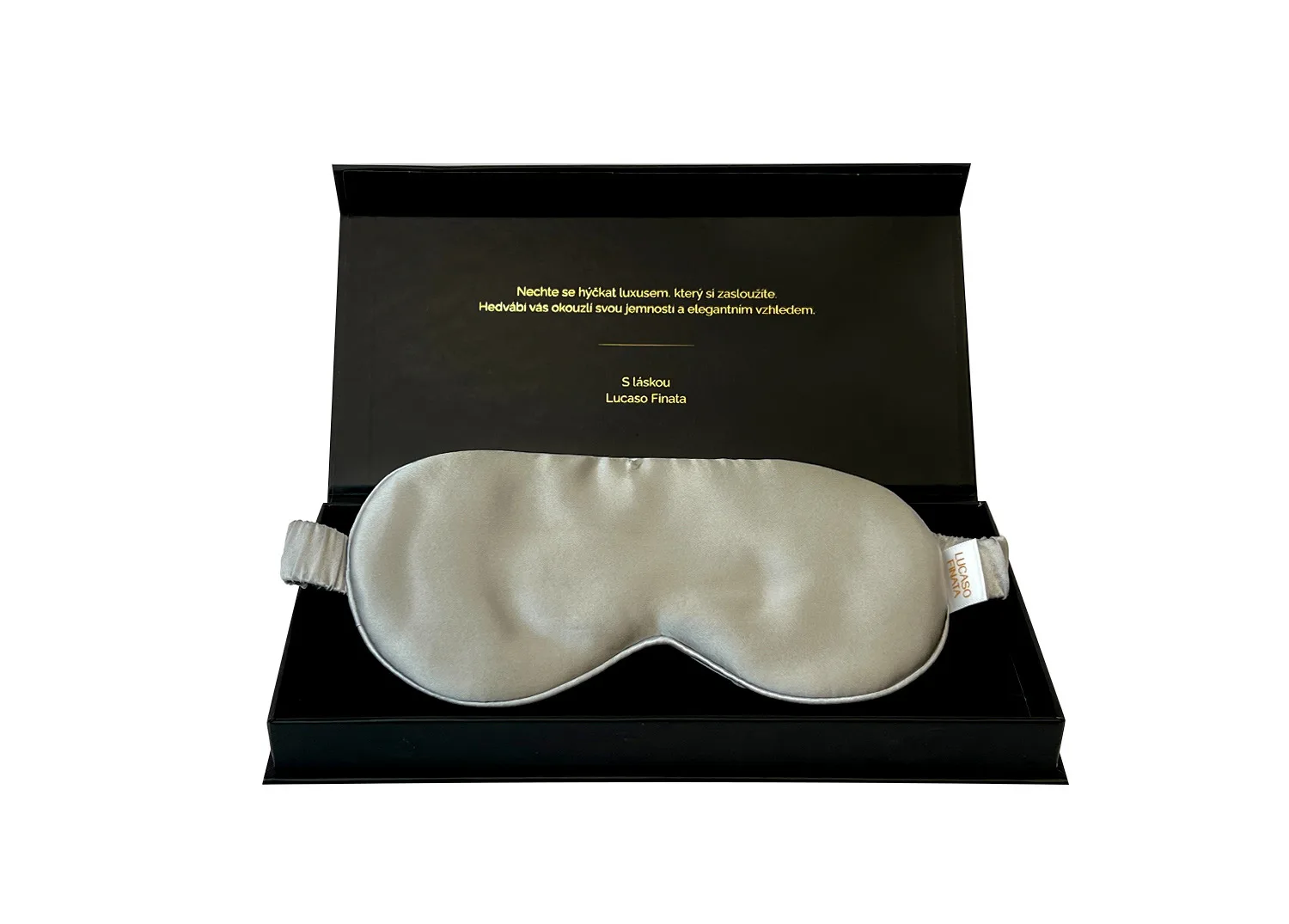 Lucaso Finata Hedvábná maska na spaní - Silver Gray