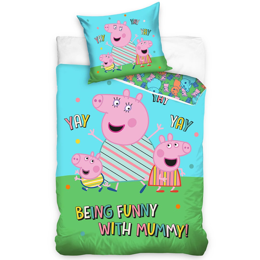 Carbotex Bavlněné povlečení 140x200 + 70x90 cm - Prasátko Peppa Nejlepší maminka