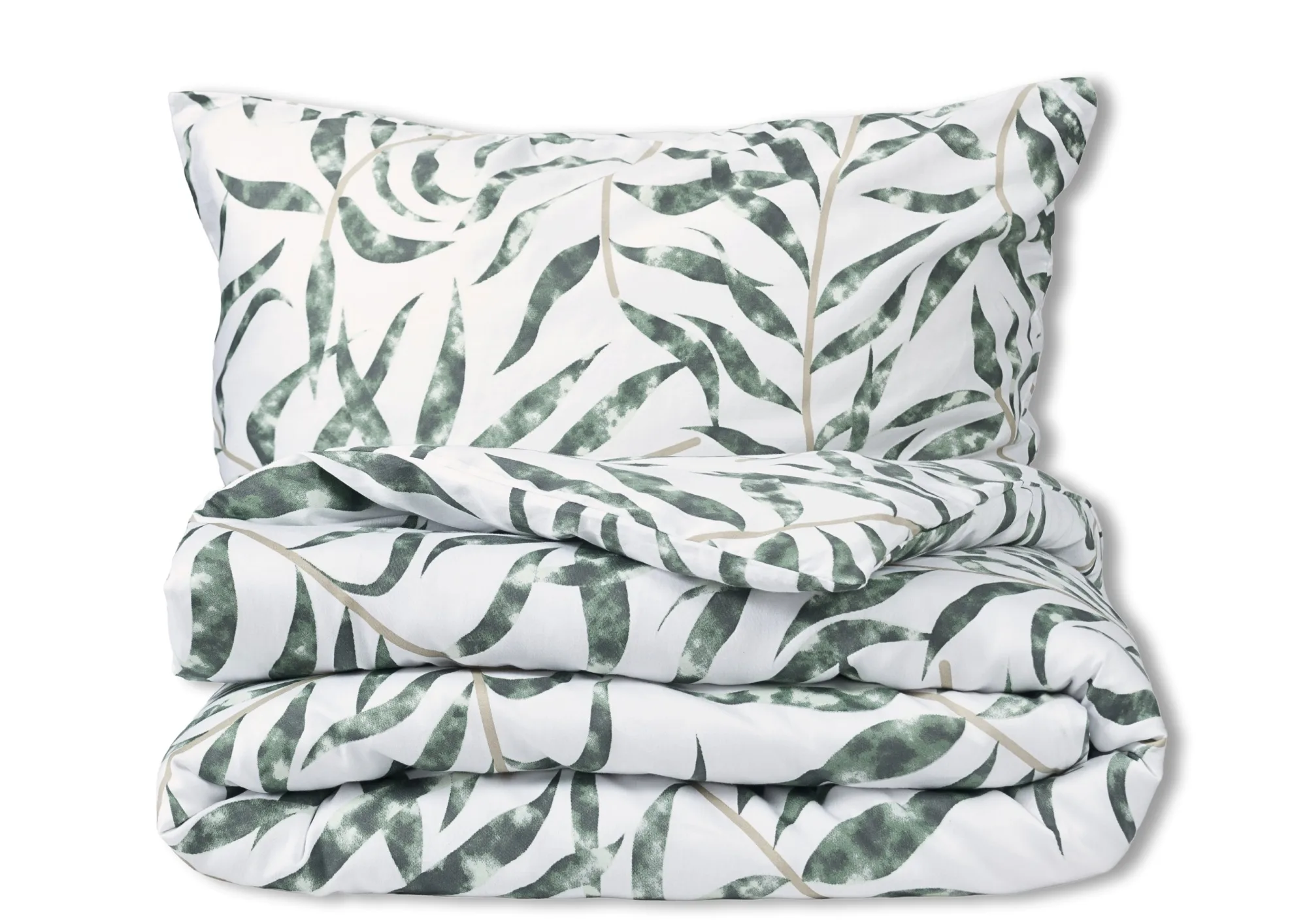 Matex Bavlněné saténové povlečení Exclusive 140x200 + 70x90 cm - Zelená elegance