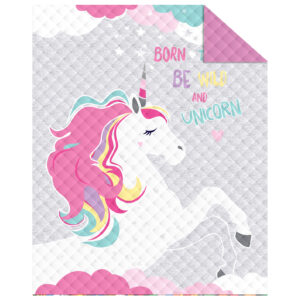 Detexpol Luxusní přehoz na postel 170x210 cm -  Jednorožec šedá