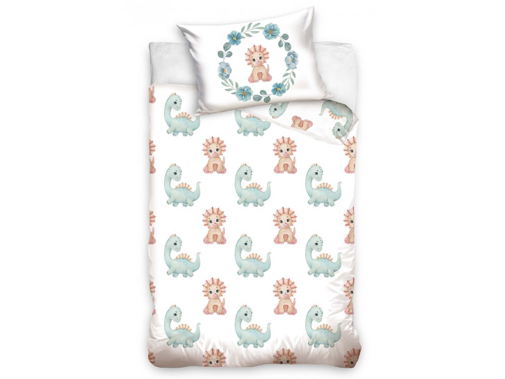 TipTrade Povlečení do postýlky 100x135 + 40x60 cm - Dobrou noc Dino