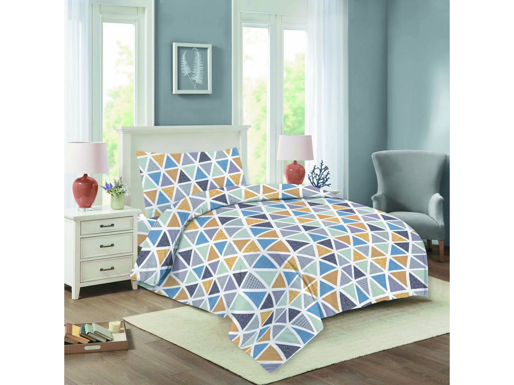 Jahu Bavlněné povlečení 140x200 + 70x90 cm - Triangulo
