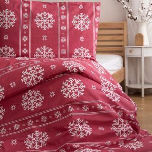 Jerry Fabrics Vánoční bavlněné povlečení 140x200 + 70x90 cm - Bílé vločky