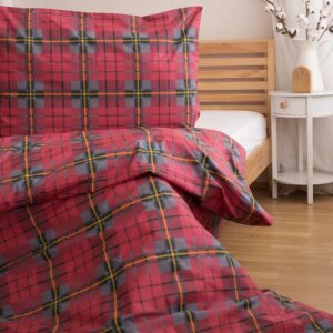 Jerry Fabrics Vánoční bavlněné povlečení 140x200 + 70x90 cm - Kárované červené