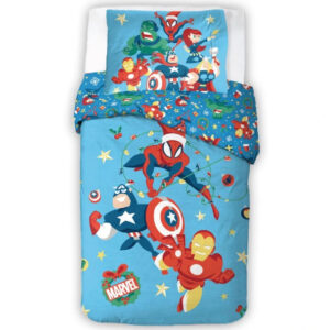 TipTrade Vánoční bavlněné povlečení 140x200 + 70x90 cm - Avengers Vánoční Jízda