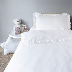 Detexpol Povlečení do postýlky 100x135 + 40x60 cm s volánkem - Mayamoo bílé