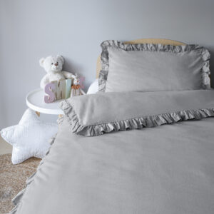 Detexpol Povlečení do postýlky 100x135 + 40x60 cm s volánkem - Mayamoo světle šedé