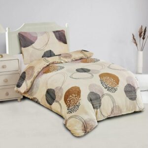 Jahu Povlečení mikroplyš 140x200 + 70x90 cm - Kruhy hnědé