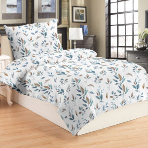 Jahu Povlečení mikroplyš 140x200 + 70x90 cm - Šedomodré větvičky