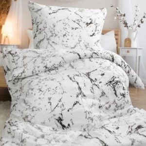 Jerry Fabrics Povlečení mikroflanel 140x200 + 70x90 cm - Mramor bílý