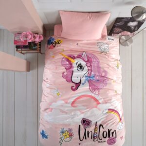 Kvalitex Bavlněné povlečení 140x200 + 70x90 cm - Unicorn růžové