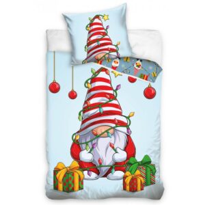 TipTrade Vánoční bavlněné povlečení 140x200 x 70x90 cm - Skřítek s dárečky