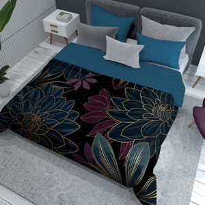 Detexpol Luxusní přehoz na postel 220x240 cm - Modré květy