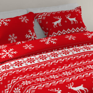 FARO Flanelové vánoční povlečení 140x200 + 70x90 cm - Scandic červené