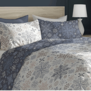 FARO Vánoční bavlněné povlečení 140x200 + 70x90 cm - Pletené vločky
