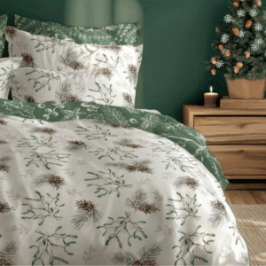 FARO Vánoční bavlněné povlečení 140x200 + 70x90 cm - Vánoční jmelí