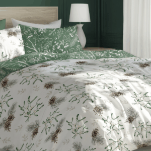 FARO Vánoční bavlněné povlečení 140x200 + 70x90 cm - Vánoční jmelí