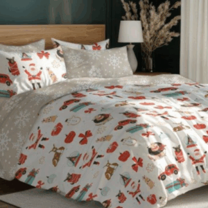 FARO Vánoční povlečení ze saténového mikrovlákna 140x200 + 70x90 cm - Holly Jolly 004