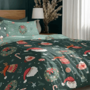 FARO Vánoční povlečení ze saténového mikrovlákna 140x200 + 70x90 cm - Holly Jolly 006