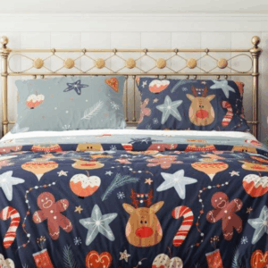 FARO Vánoční povlečení ze saténového mikrovlákna 140x200 + 70x90 cm - Holly Jolly 007