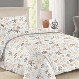 Jahu Vánoční bavlněné povlečení 220x200 + 2x  70x90 cm - Vločka hnědá