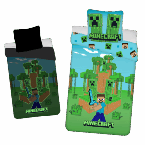 Jerry Fabrics Bavlněné povlečení 140x200 + 70x90 cm - Minecraft "Jungle Fight" se svítícím efektem