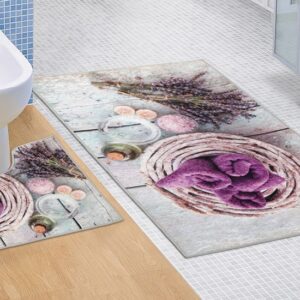 Kvalitex Dvoudílná koupelnová předložka 60x100 + 60x50 cm - Levandule 3D