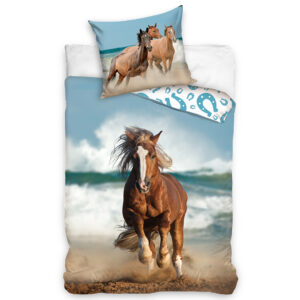 TipTrade Bavlněné povlečení 140x200 + 70x90 cm - Kůň na pobřeží