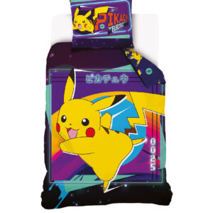 TipTrade Bavlněné povlečení 140x200 + 70x90 cm - Pokémon Pikachu bleskový útok