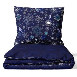 TipTrade Vánoční bavlněné povlečení 140x200 + 70x90 cm - Ledové Vločky