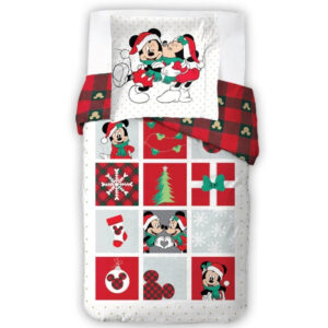 TipTrade Vánoční bavlněné povlečení 140x200 + 70x90 cm - Minnie a Mickey Šťastné a Veselé