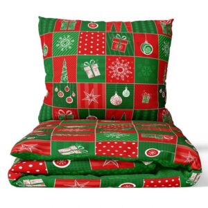 TipTrade Vánoční bavlněné povlečení 140x200 + 70x90 cm - Vánoční patchwork