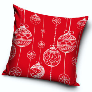 TipTrade Vánoční povlak na polštářek 40x40 cm - Vánoční baňky Červený