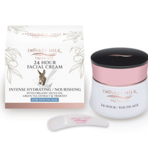 Donkey Milk Treasures Hydratační 24hodinový pleťový krém s oslím mlékem a výtažkem ze zeleného čaje (50 ml)