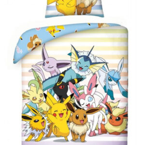Halantex Bavlněné povlečení 140x200 + 70x90 cm - Pokémon - Pikachu a Eevee