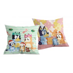 Halantex Dekorační polštářek 40x40 cm - Bluey "Vánoce s rodinou"