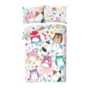 Halantex Povlečení z mikrovlákna 140x200 + 70x90 cm - Squishmallows "Flowers"