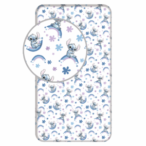 Jerry Fabrics Bavlněné napínací prostěradlo 90x200 + 25 cm - Lilo and Stitch "Rainbow"